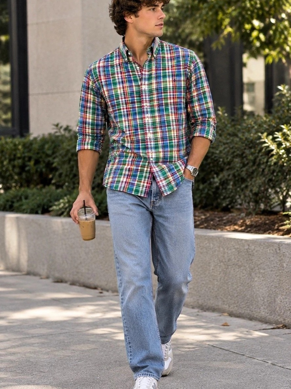 Ralph Lauren Classic Fit Men's Plaid Shirt in Green & Red Size XL